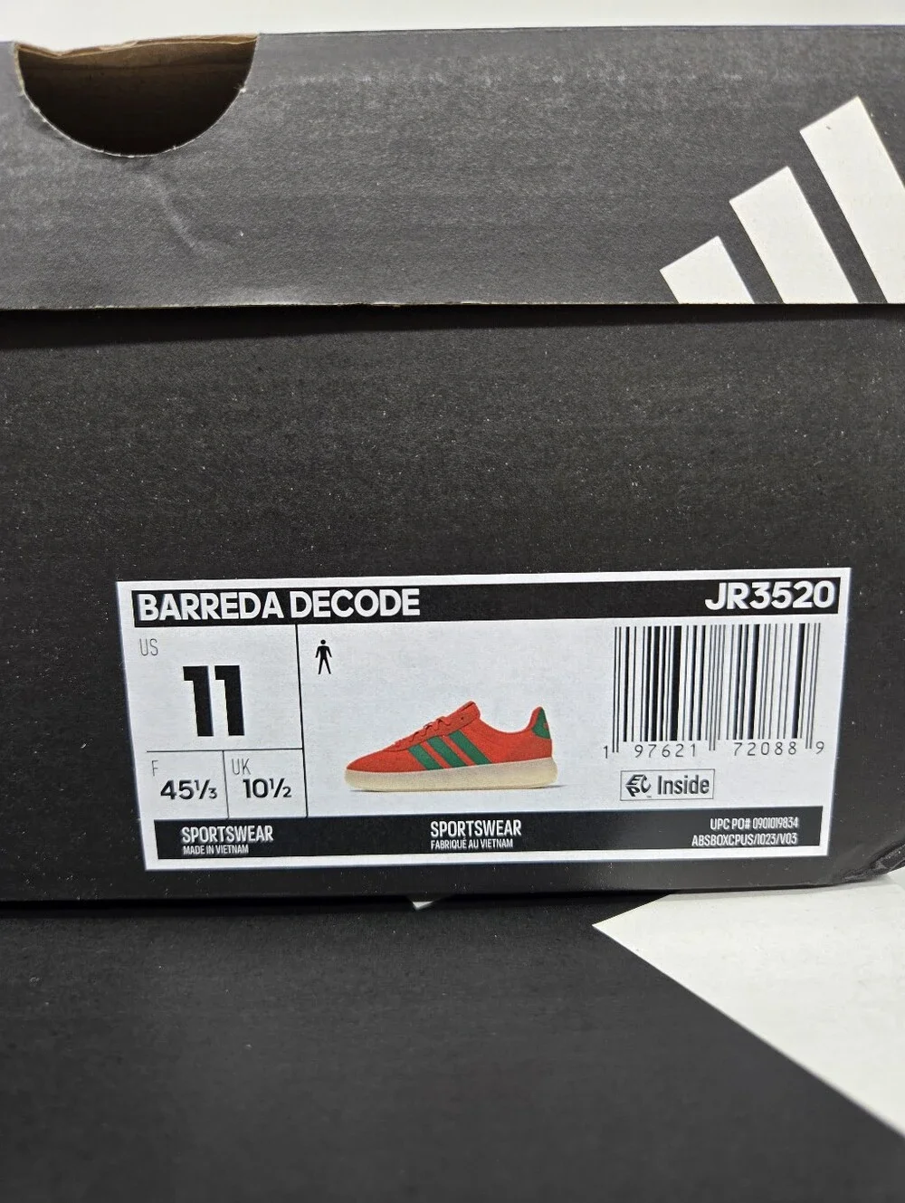 adidas Men's Barreda Decode JR3520 Semi Impact Orange Court Green Shoe Size 11